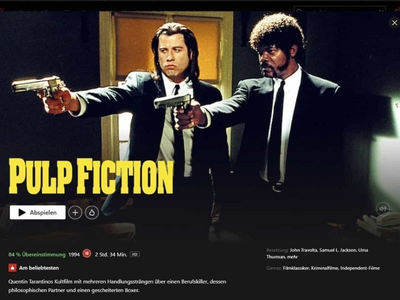 Pulp Fiction on netflix